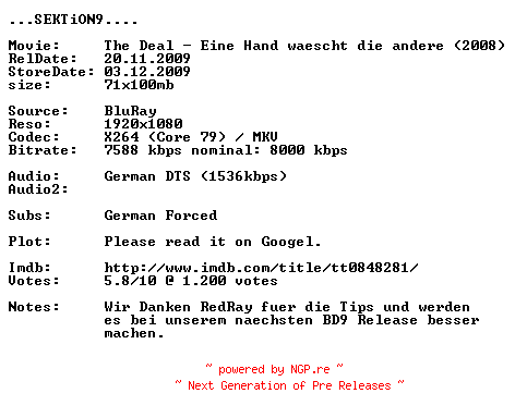 NFO for the release Cobra_Starship-Hot_Mess-CONVERT-x264-2009-FRAY by FRAY