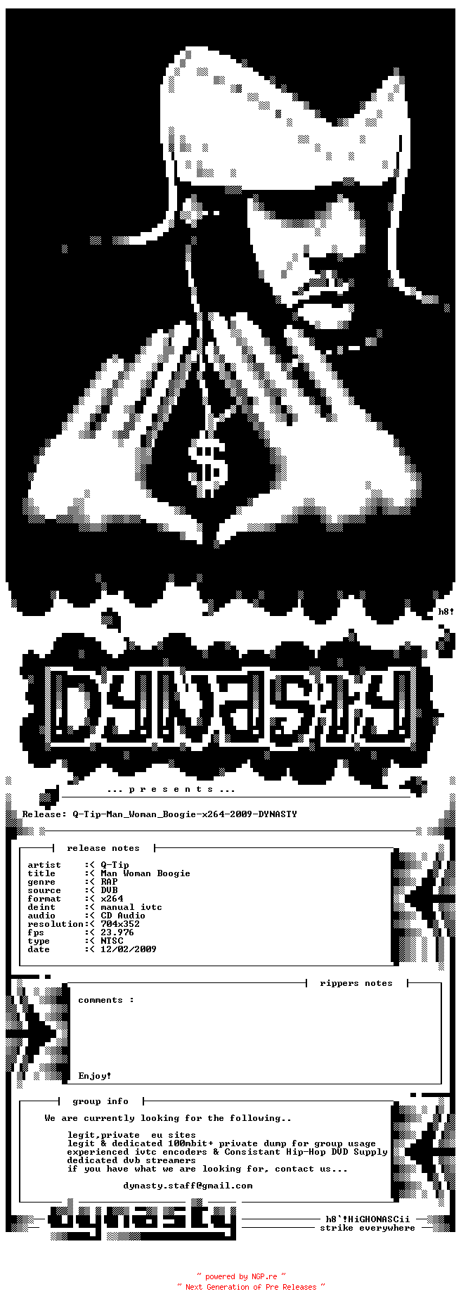 NFO for the release Q-Tip-Man_Woman_Boogie-x264-2009-DYNASTY by DYNASTY