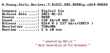 NFO for the release A.Young.Girls.Desires.7.DiSC1.XXX.DVDRip.x264-ROXXX by ROXXX