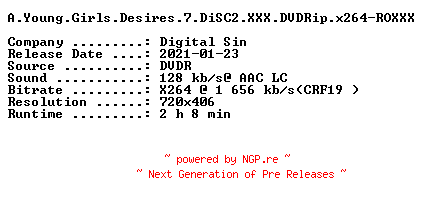 NFO for the release A.Young.Girls.Desires.7.DiSC2.XXX.DVDRip.x264-ROXXX by ROXXX