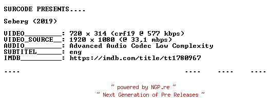 NFO for the release Seberg.2019.BDRip.x264-SURCODE by SURCODE