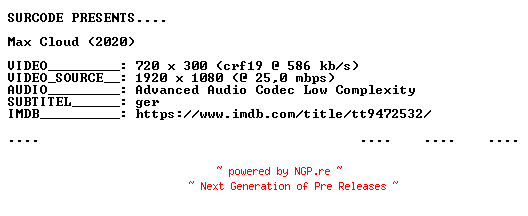 NFO for the release Max.Cloud.2020.BDRip.x264-SURCODE by SURCODE