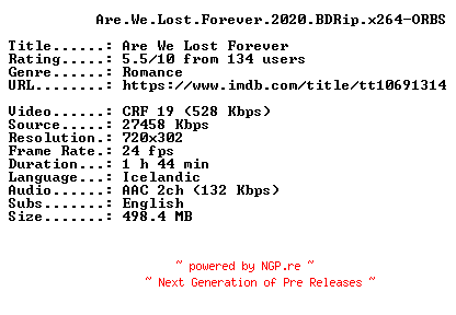 NFO for the release Are.We.Lost.Forever.2020.BDRip.x264-ORBS by ORBS