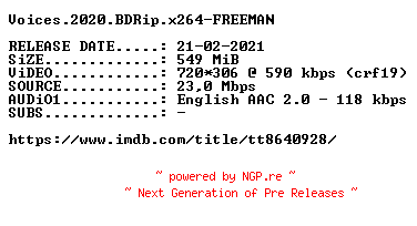 NFO for the release Voices.2020.BDRip.x264-FREEMAN by FREEMAN