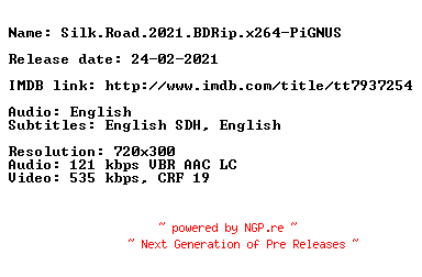 NFO for the release Silk.Road.2021.BDRip.x264-PiGNUS by PiGNUS
