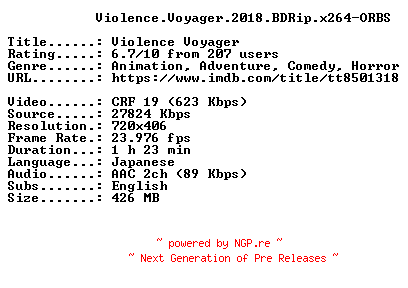 NFO for the release Violence.Voyager.2018.BDRip.x264-ORBS by ORBS