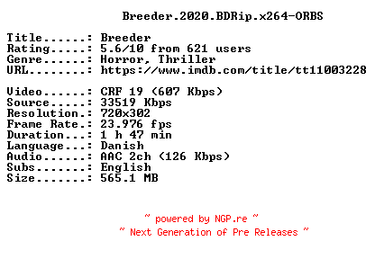 NFO for the release Breeder.2020.BDRip.x264-ORBS by ORBS