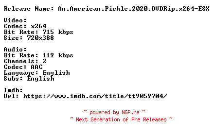 NFO for the release An.American.Pickle.2020.DVDRip.x264-ESX by ESX