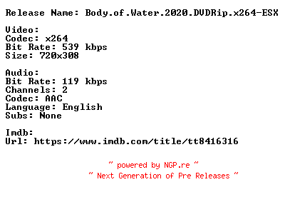 NFO for the release Body.of.Water.2020.DVDRip.x264-ESX by ESX