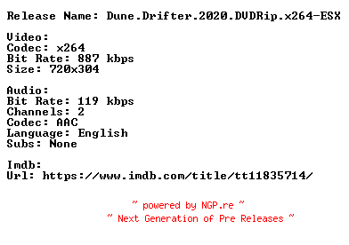 NFO for the release Dune.Drifter.2020.DVDRip.x264-ESX by ESX