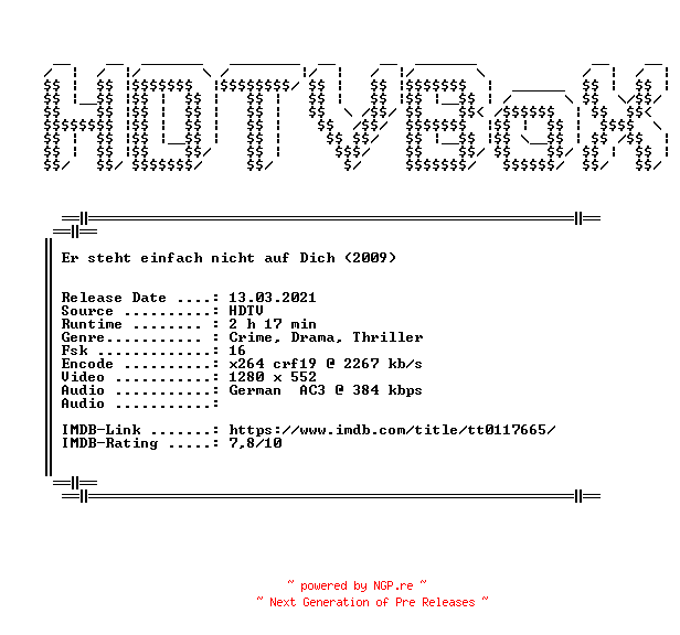 NFO for the release Sleepers.1996.German.DL.720p.HDTV.x264.iNTERNAL-HDTVBoX by HDTVBoX