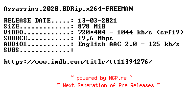 NFO for the release Assassins.2020.BDRip.x264-FREEMAN by FREEMAN