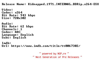 NFO for the release Kidnapped.1971.INTERNAL.BDRip.x264-ESX by ESX