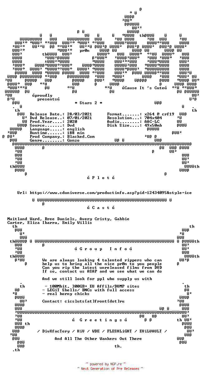 NFO for the release Stars.2.XXX.DVDRip.x264-CiCXXX by CiCXXX