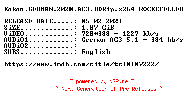 NFO for the release Kokon.GERMAN.2020.AC3.BDRip.x264-ROCKEFELLER by ROCKEFELLER