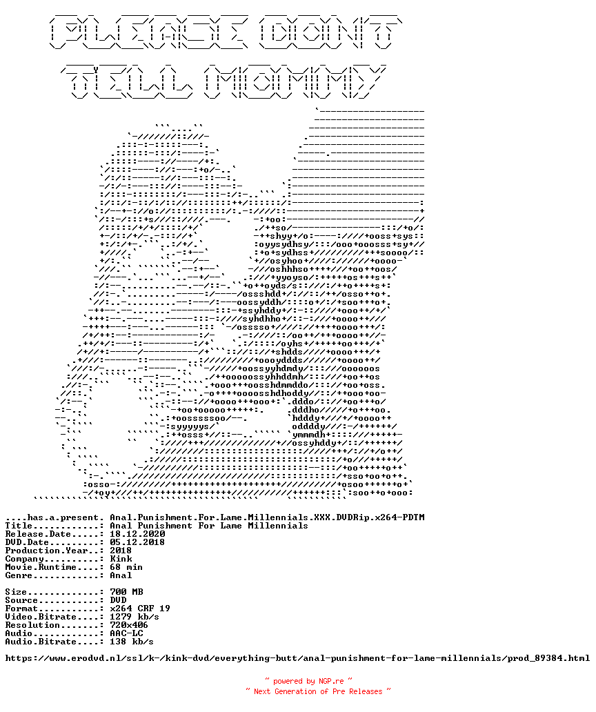 NFO for the release Anal.Punishment.For.Lame.Millennials.XXX.DVDRip.x264-PDTM by PDTM