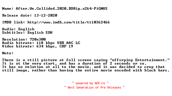 NFO for the release After.We.Collided.2020.BDRip.x264-PiGNUS by PiGNUS