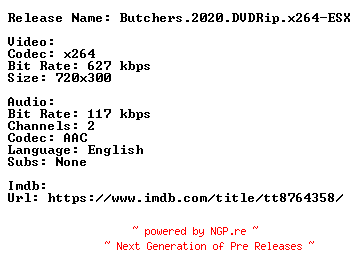 NFO for the release Butchers.2020.DVDRip.x264-ESX by ESX