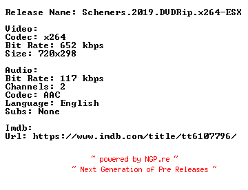 NFO for the release Schemers.2019.DVDRip.x264-ESX by ESX