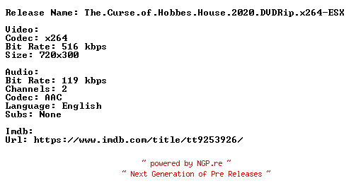 NFO for the release The.Curse.of.Hobbes.House.2020.DVDRip.x264-ESX by ESX