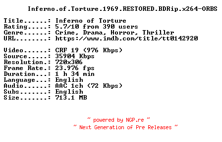 NFO for the release Inferno.of.Torture.1969.RESTORED.BDRip.x264-ORBS by ORBS