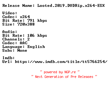 NFO for the release Looted.2019.DVDRip.x264-ESX by ESX