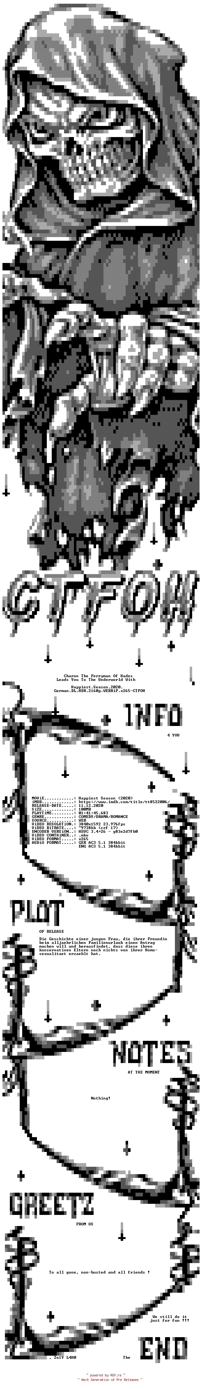 NFO for the release Happiest.Season.2020.German.DL.HDR.2160p.WEBRiP.x265-CTFOH by CTFOH