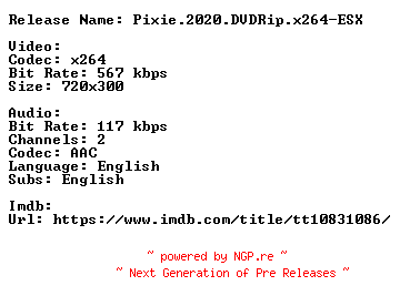 NFO for the release Pixie.2020.DVDRip.x264-ESX by ESX