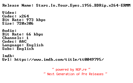 NFO for the release Stars.In.Your.Eyes.1956.BDRip.x264-ERMM by ERMM