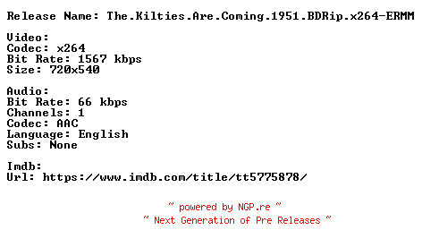 NFO for the release The.Kilties.Are.Coming.1951.BDRip.x264-ERMM by ERMM
