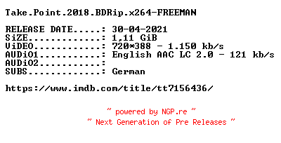 NFO for the release Take.Point.2018.BDRip.x264-FREEMAN by FREEMAN