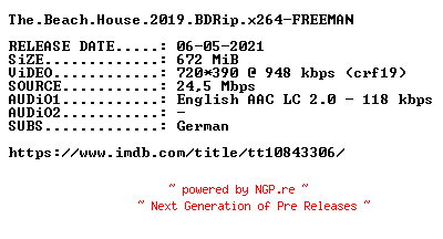 NFO for the release The.Beach.House.2019.BDRip.x264-FREEMAN by FREEMAN