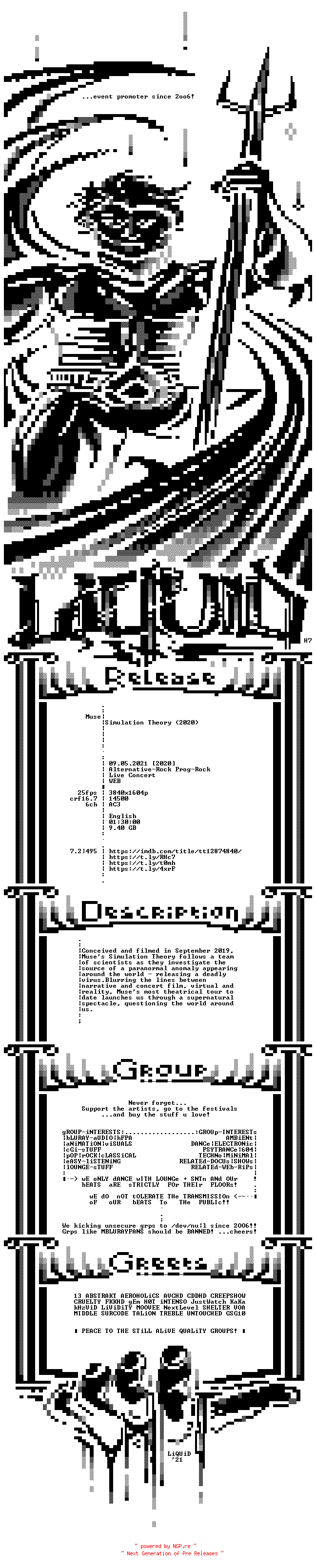 NFO for the release Muse.Simulation.Theory.2019.2160p.WEBRip.x265-LiQWEB by LiQWEB