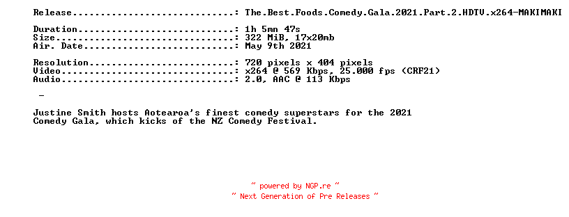 NFO for the release The.Best.Foods.Comedy.Gala.2021.Part.2.HDTV.x264-MAKIMAKI by MAKIMAKI
