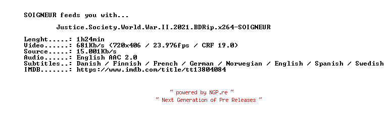 NFO for the release Justice.Society.World.War.II.2021.BDRip.x264-SOIGNEUR by SOIGNEUR
