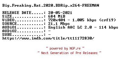 NFO for the release Big.Freaking.Rat.2020.BDRip.x264-FREEMAN by FREEMAN