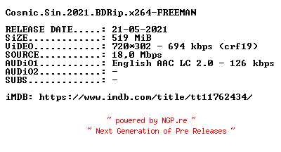 NFO for the release Cosmic.Sin.2021.BDRip.x264-FREEMAN by FREEMAN