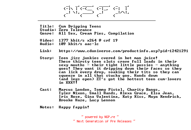 NFO for the release Cum.Dripping.Teens.DISC2.XXX.DVDRip.x264-NSFW by NSFW