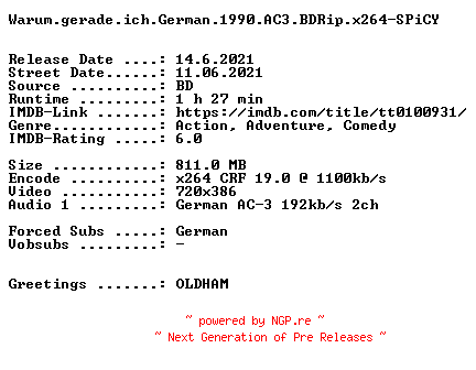 NFO for the release Warum.gerade.ich.German.1990.AC3.BDRip.x264-SPiCY by SPiCY