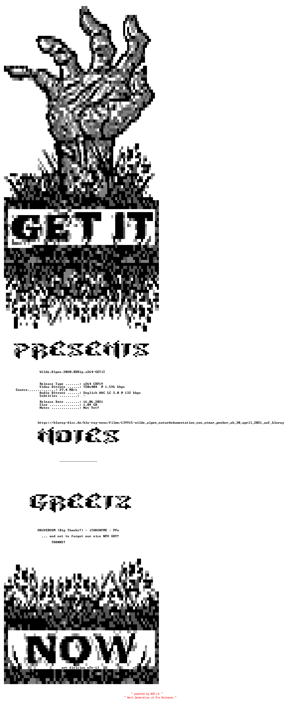 NFO for the release Wilde.Alpen.2020.BDRip.x264-GETiT by GETiT