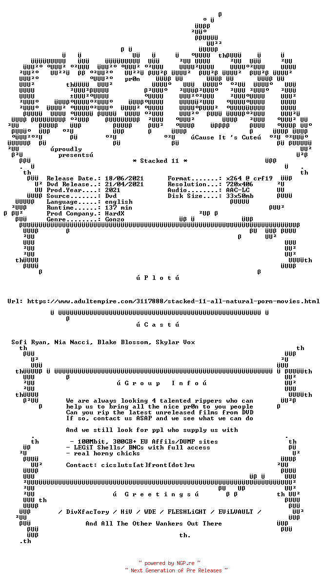 NFO for the release Stacked.11.XXX.DVDRip.x264-CiCXXX by CiCXXX