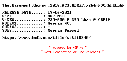 NFO for the release The.Basement.German.2018.AC3.BDRiP.x264-ROCKEFELLER by ROCKEFELLER