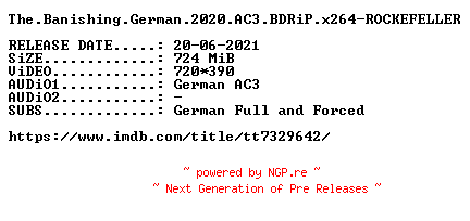 NFO for the release The.Banishing.German.2020.AC3.BDRiP.x264-ROCKEFELLER by ROCKEFELLER