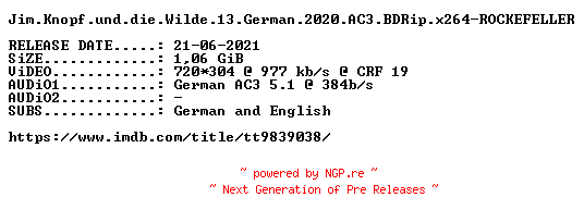 NFO for the release Jim.Knopf.und.die.Wilde.13.German.2020.AC3.BDRip.x264-ROCKEFELLER by ROCKEFELLER