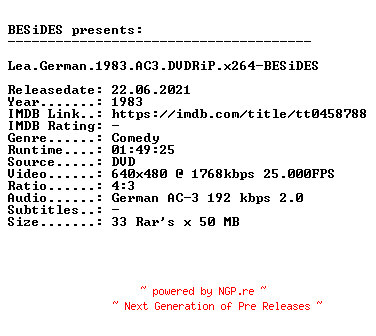 NFO for the release Lea.German.1983.AC3.DVDRiP.x264-BESiDES by BESiDES