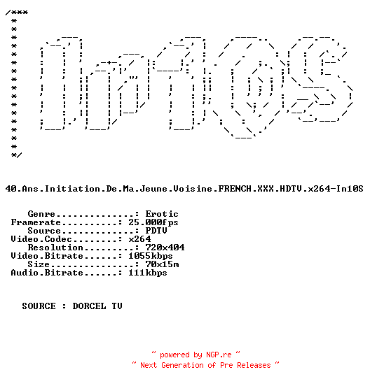 NFO for the release 40.Ans.Initiation.De.Ma.Jeune.Voisine.FRENCH.XXX.HDTV.x264-In10S by In10S