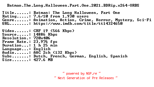 NFO for the release Batman.The.Long.Halloween.Part.One.2021.BDRip.x264-ORBS by ORBS