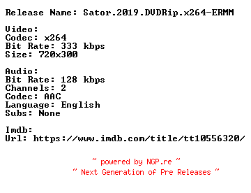 NFO for the release Sator.2019.DVDRip.x264-ERMM by ERMM
