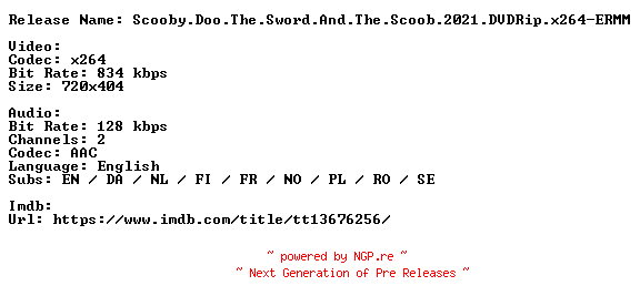 NFO for the release Scooby.Doo.The.Sword.And.The.Scoob.2021.DVDRip.x264-ERMM by ERMM