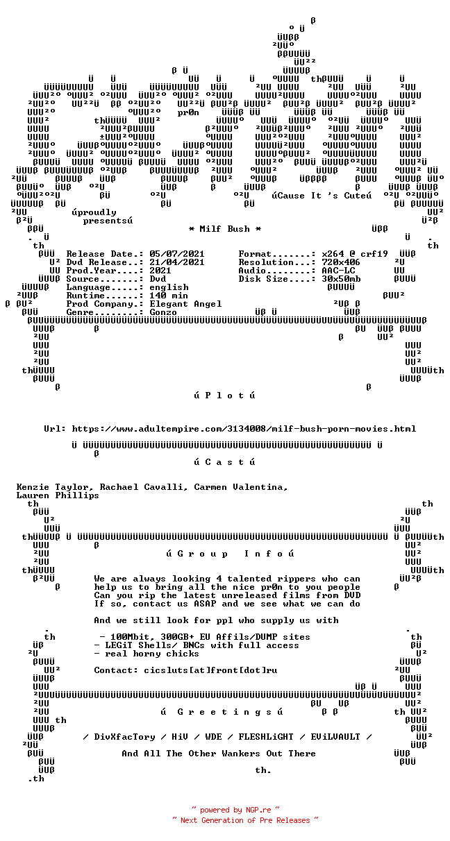 NFO for the release Milf.Bush.XXX.DVDRip.x264-CiCXXX by CiCXXX